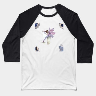 Moon Fairies Illustration Pattern Baseball T-Shirt